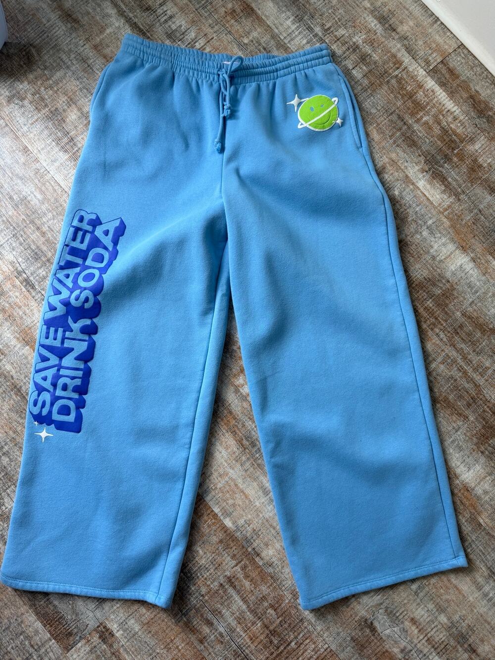 NWOT Poppi Graphic Print Sweat Pants XL Save Water Drink Soda, Preppy Lounge